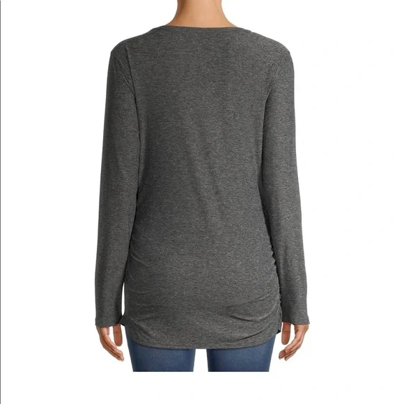 Maternity V-Neck T-shirt with Long Sleeves - Picture 3 of 6